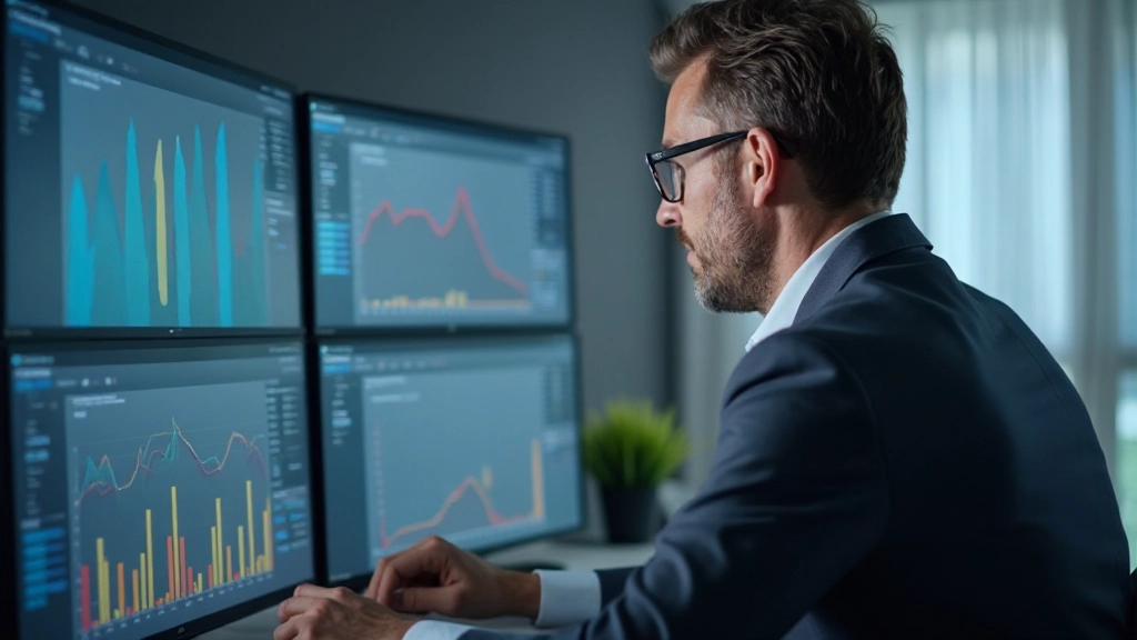Business analytics dashboard displaying competitive positioning metrics and performance indicators