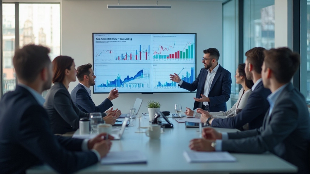 Professional team conducting market analysis in modern office environment
