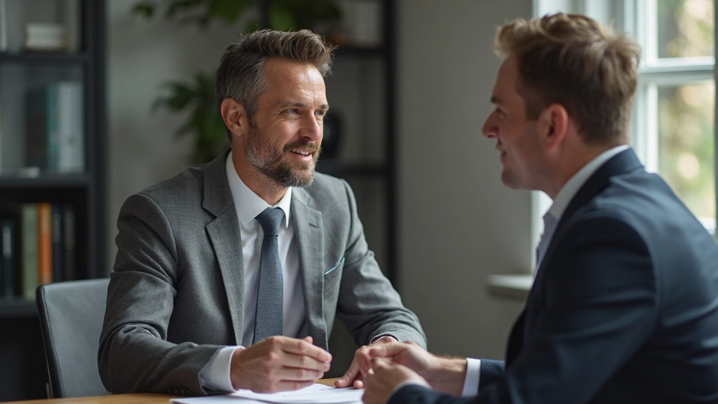 Professional conducting one-on-one client consultation discussing business objectives and growth targets